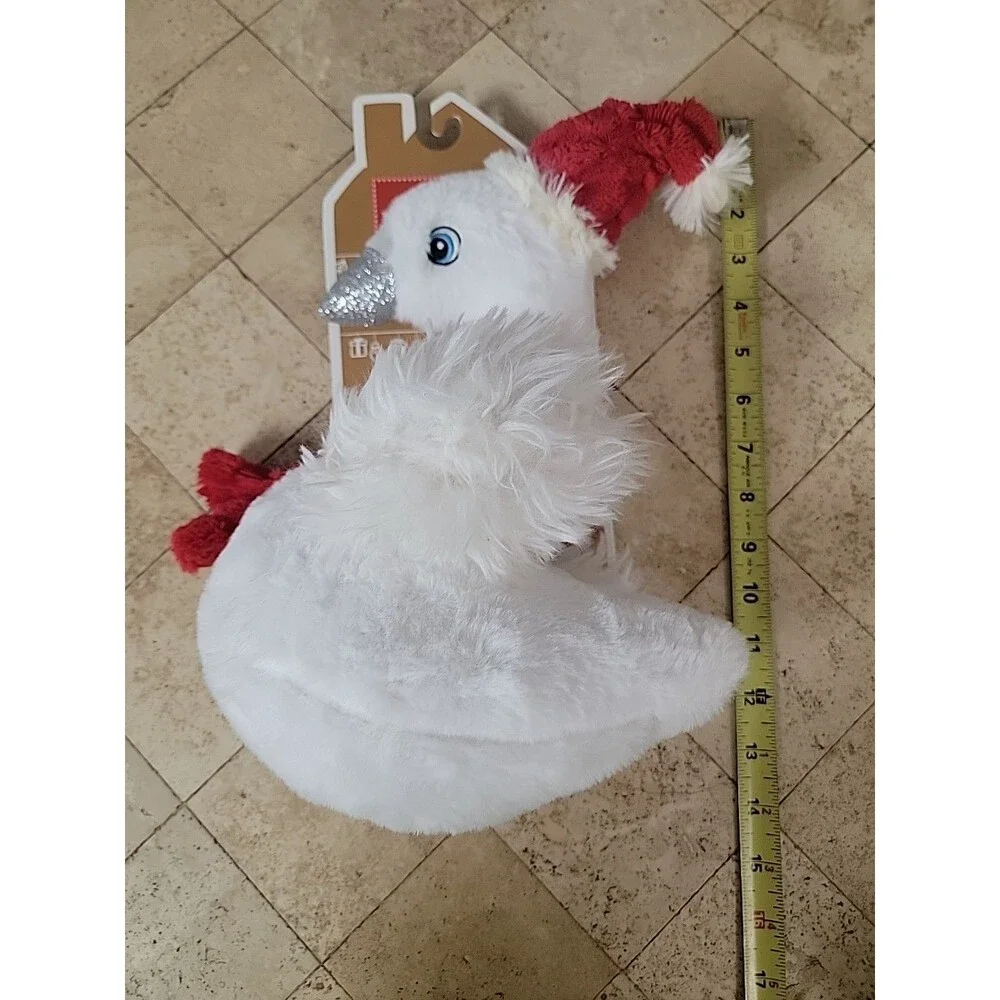 Pally Pals Holiday Squeaky Dog Toy-White Swan With Red Scarf & Hat